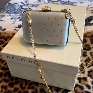 St. John Silver Crossbody Bag with Gold Chain